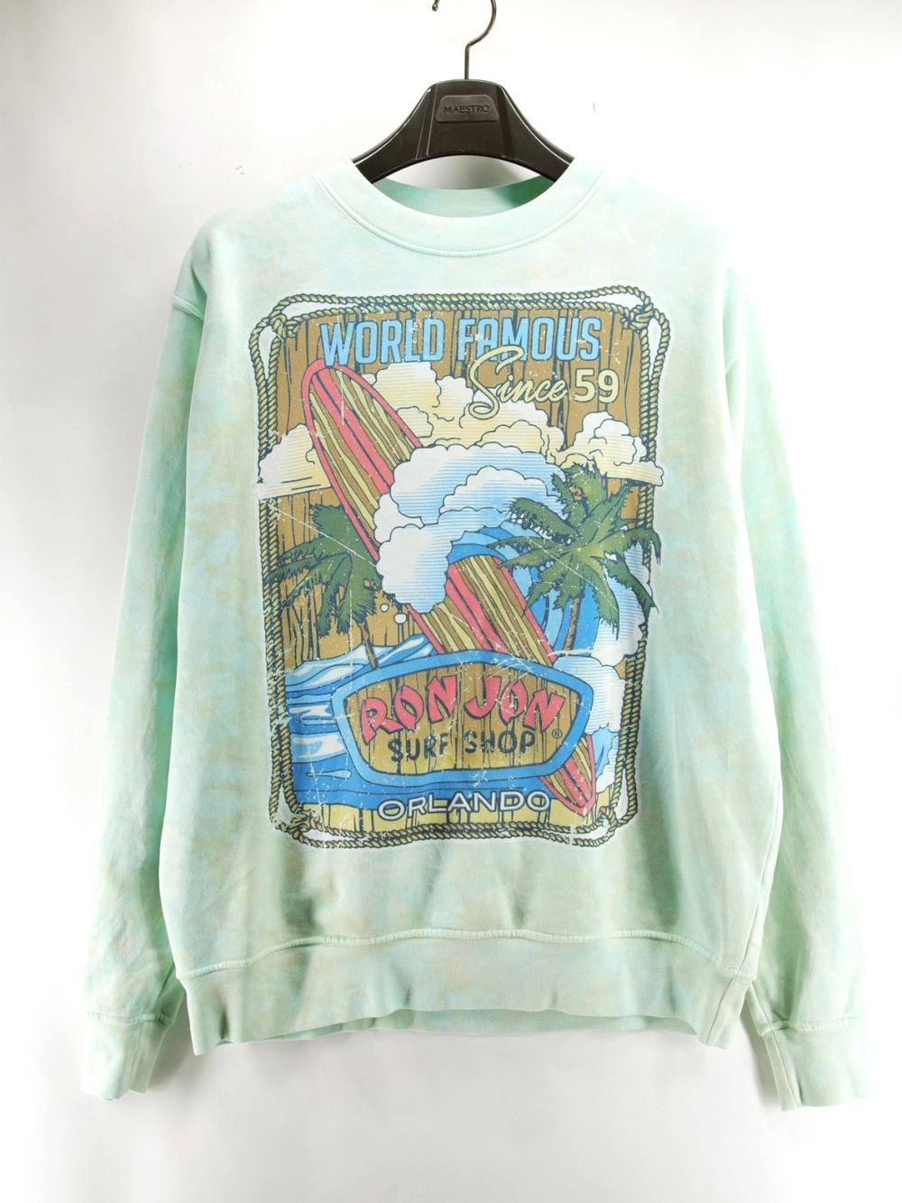 Big Vista Ron Jon Surf Shop Cocoa Beach Mens Pullover Sweatshirt Small Green